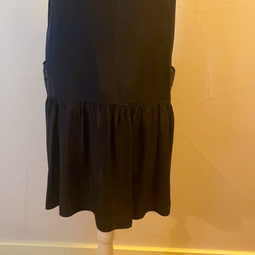 Rag and Bone Silk Dress with Crochet Netting Detail at Neck and Pockets. - Picture 5 of 10